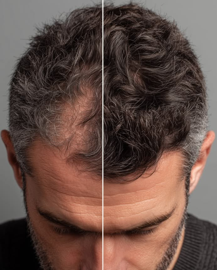 Comparación antes y después en la zona frontal